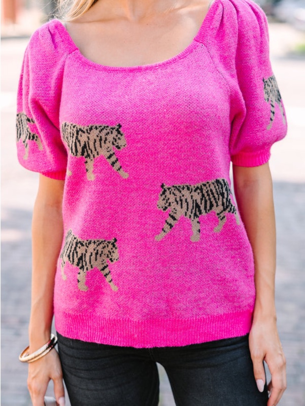 BiBi Hot Pink Leopard Sweater